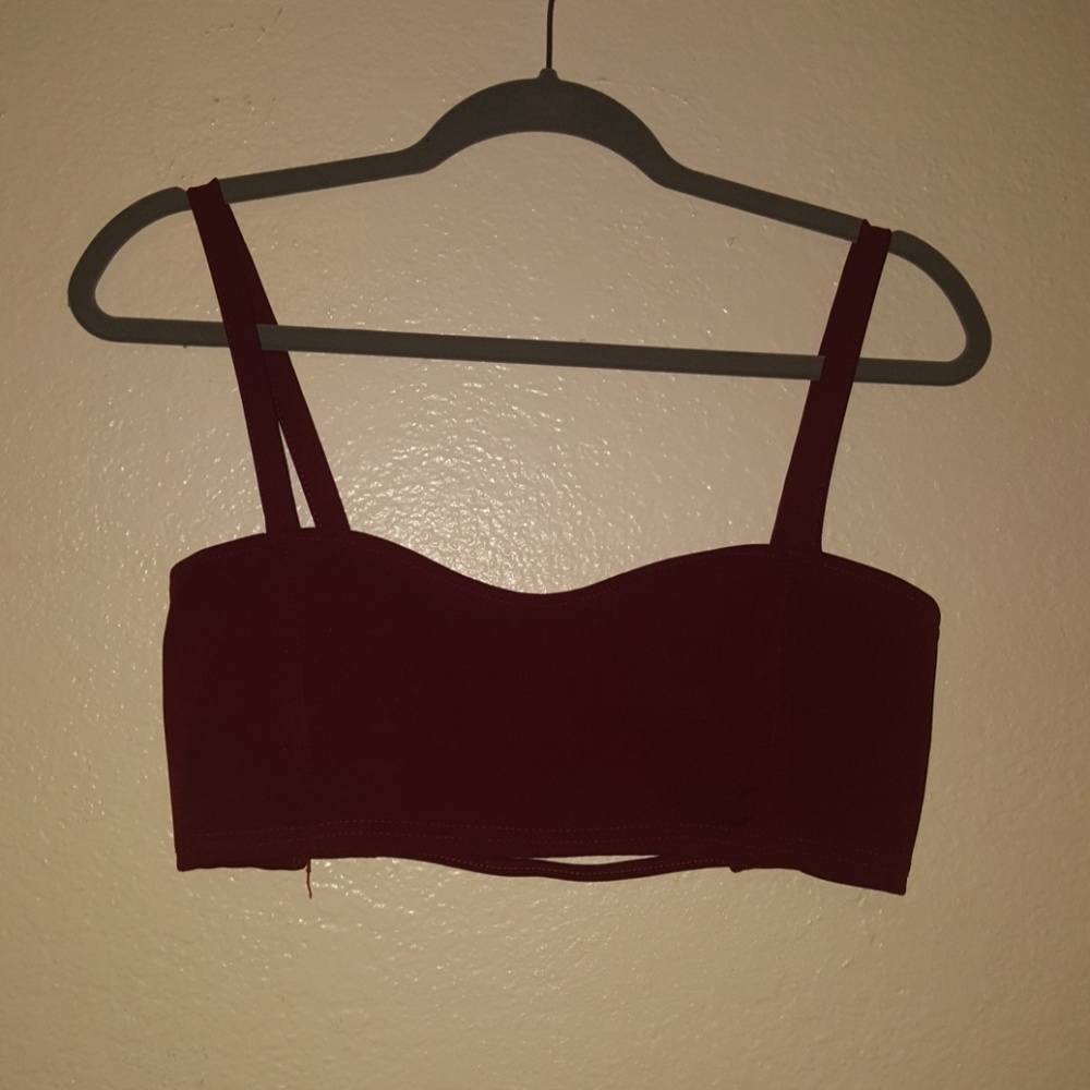 Maroon Bralette with Caged Back